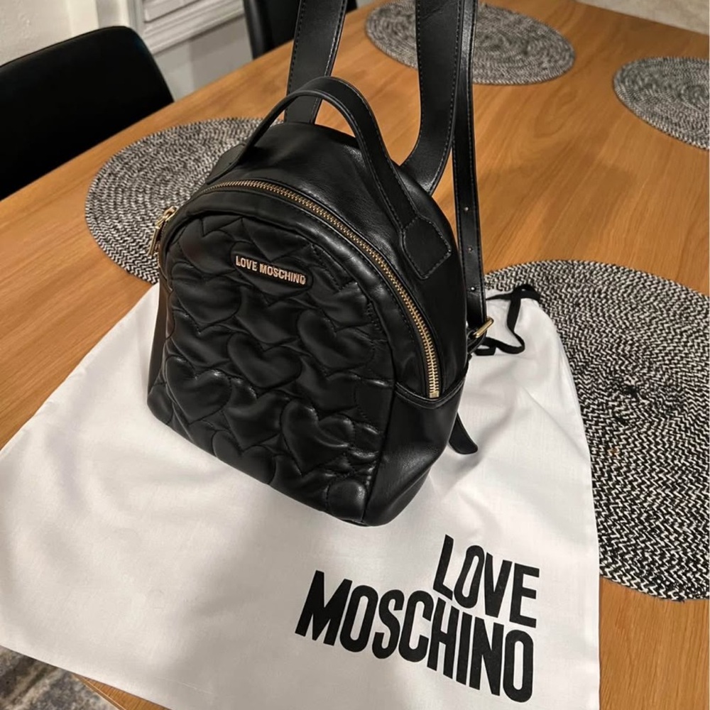 Love Moschino Black Quilted Mini Backpack